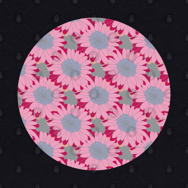 Mothers Day Pink Daisy Gerbera Floral Pattern Circle by ellenhenryart